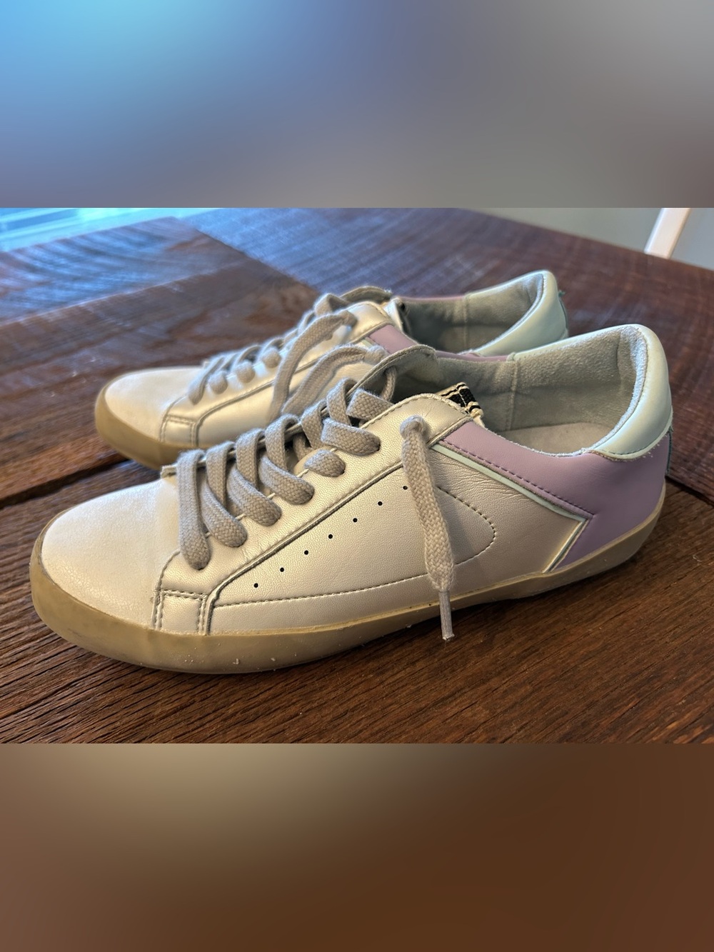 ShuShop Silver Sneakers with Lilac Heel Accent